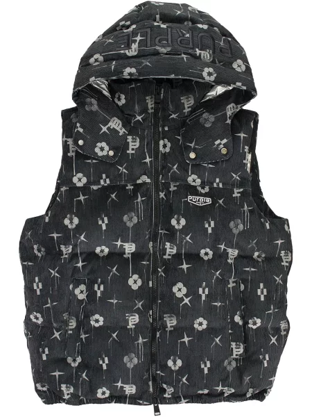 Vestă Purple Brand de catifea cord cu imagine negru