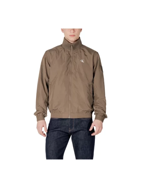 Lniana kurtka jeansowa Calvin Klein Jeans zielona