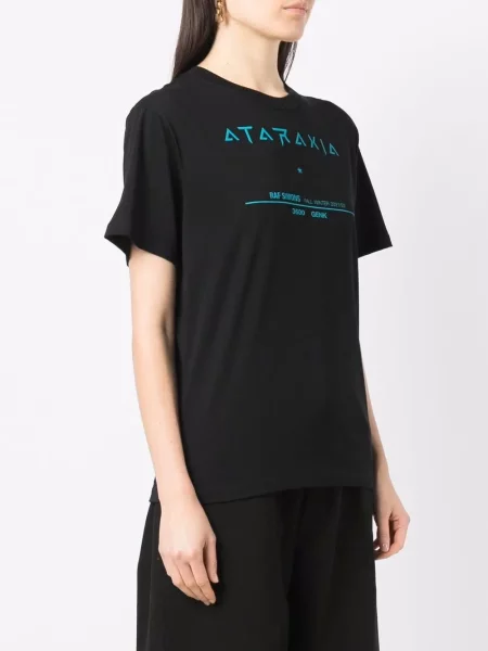 Къс тениска Raf Simons с принт черно