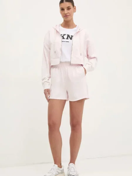 Dkny bluza z kapturem gładka różowy