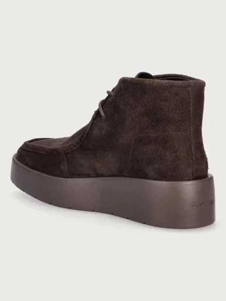 Calvin Klein botki na platformie FLATF LACE UP APR CUT BOOT brązowe