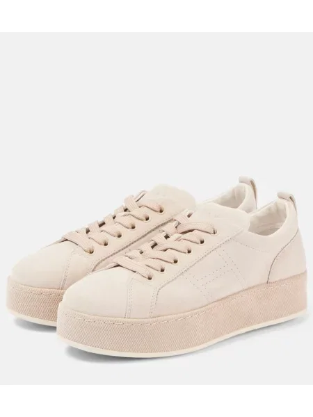 Sneakerși Hogan din piele de căprioară cu platformă bej