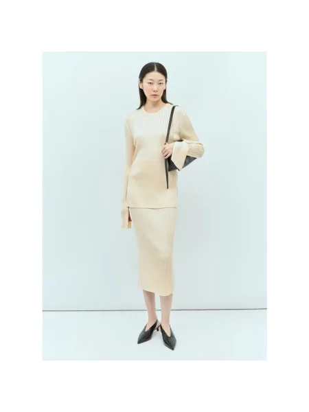 Dzianinowa spódnica midi Jil Sander beżowa