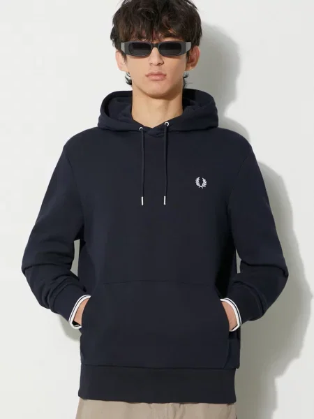 Μπλούζα Fred Perry μπλε με κουκούλα ναυτικό