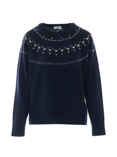Pulover Liu Jo cu broderie de lână albastru