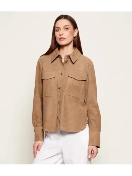 Marella Geacă MLLAPOGEO | regular fit | piele întoarsă bej