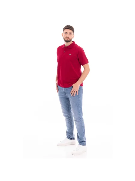 Koszulka polo Regular Fit z czystej bawełny Lacoste czerwona