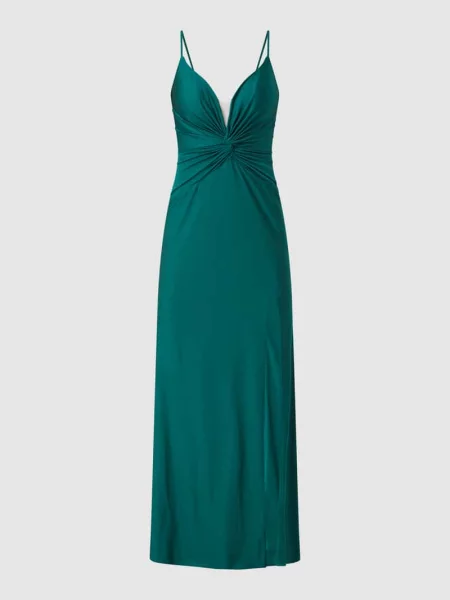 Sukienka wieczorowa z drapowaniem Luxuar Fashion zielona