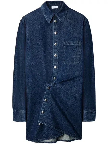 Sukienka jeansowa Off-white drapowana asymetryczna garniturowa biała