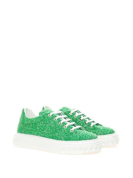 Sneakerși Casadei cu paiete chunky verde