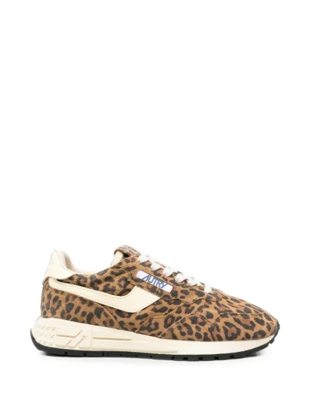 Sneakerși Autry din piele cu imagine cu model leopard maro