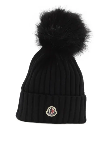 Căciulă Moncler tricotate cu pompoane negru
