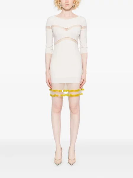 Rochie Gemy Maalouf transparente de costum alb