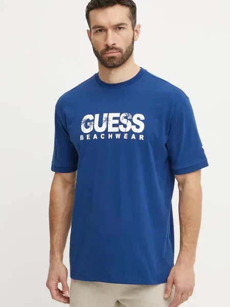 Тениска Guess с принт синьо