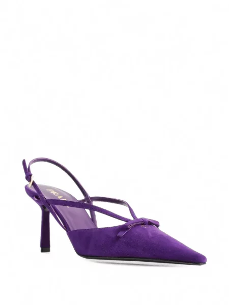 Pantofi cu toc Prada din piele de căprioară slingback violet