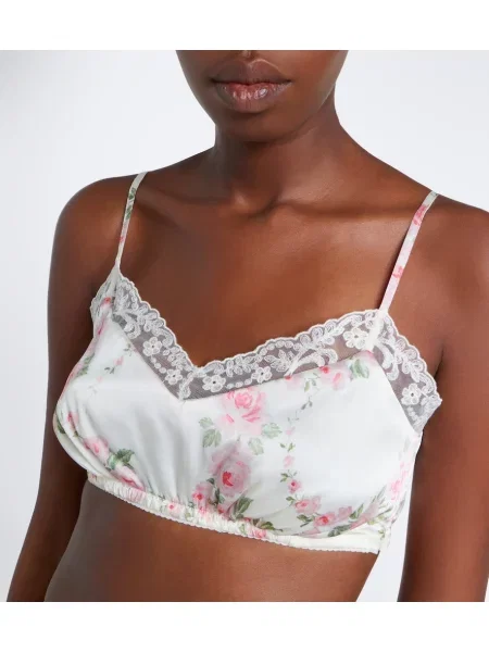 Sutien bralette Simone Rocha din satin cu model floral