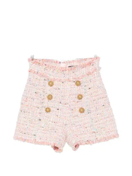 Pantaloni scurți Balmain din tweed roz