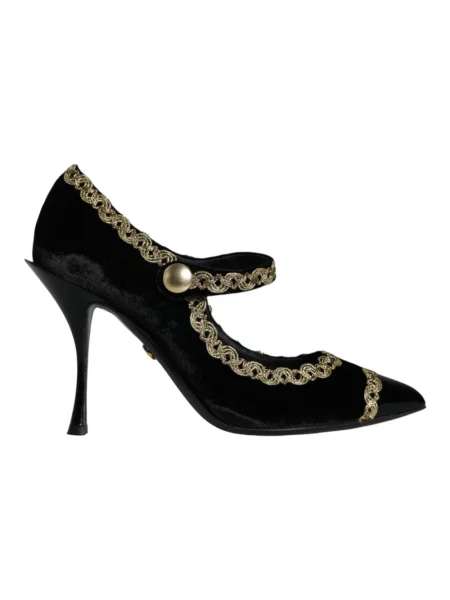 Welurowa czółenka Dolce And Gabbana czarna
