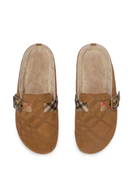 Papuče Burberry karirane sa kopčom smeđa