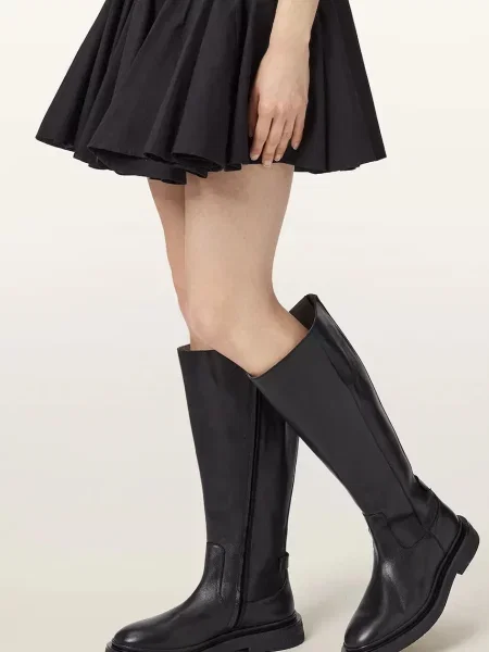 Кожаные сапоги Allsaints черные