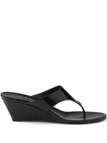 Sandale Prada din piele cu pană negru