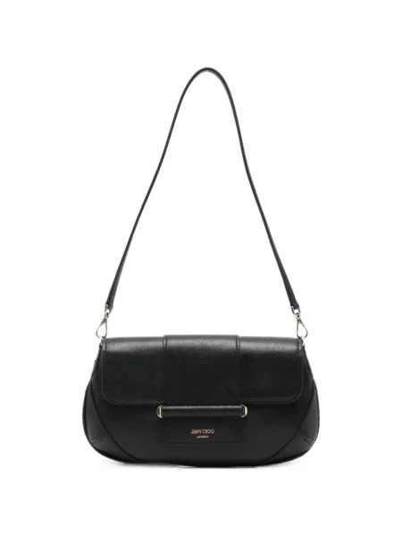 Geantă plic Jimmy Choo din piele cu cataramă negru