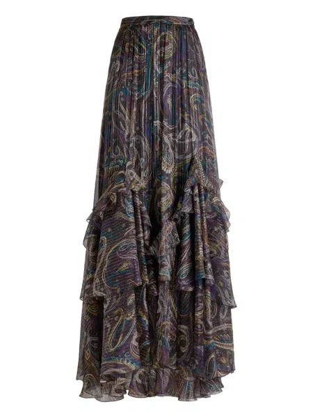Fusta maxi Etro de mătase cu model paisley negru