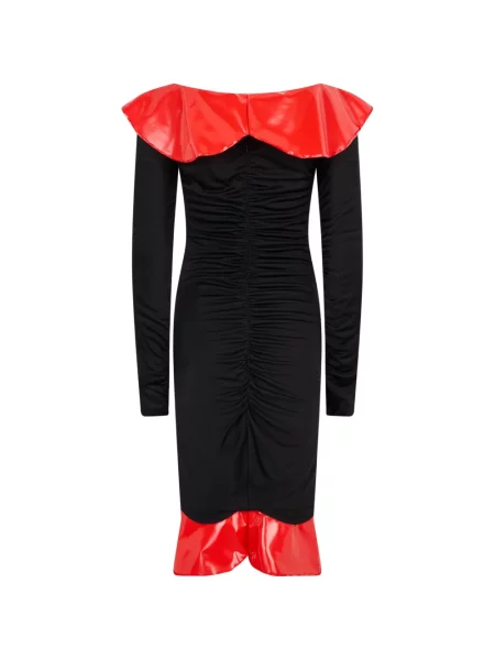 Lung rochie midi Moschino cu volane negru