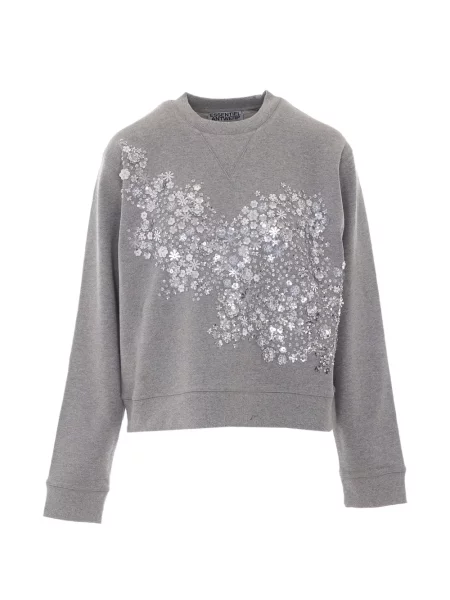 Hanorac Essentiel Antwerp cu paiete cu model floral gri