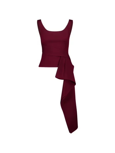Top Roland Mouret drapat cu bretele roșu