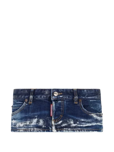 Fustă din denim Dsquared2 zdrențuiți albastru