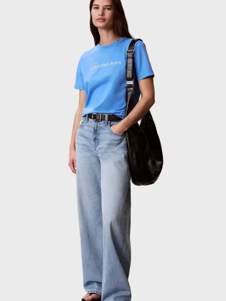 Класична футболка Calvin Klein Jeans з лого блакитна