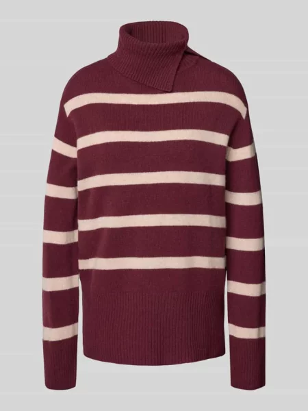 Sweter z dzianiny o kroju regular fit z czystej wełny Christian Berg Woman bordowy