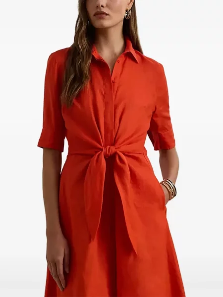 Midi šaty Lauren Ralph Lauren oranžová