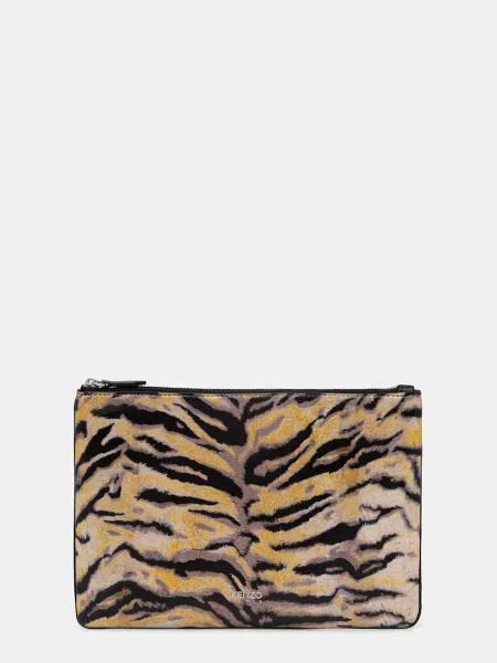 Kenzo saszetka skórzana Pouch beżowa