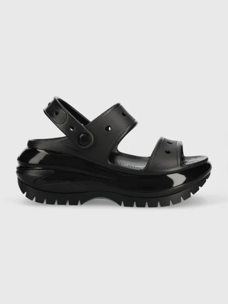 Crocs papuci Classic Mega Crush Sandal femei cu platforma negru