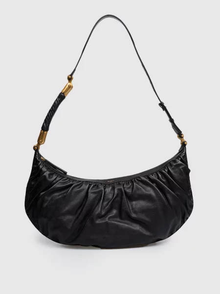 Шкіряна сумка-хобо Ébène з принтом логотипа Balmain чорна