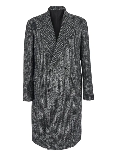 Палто Tagliatore с десен рибена кост двуредно сиво