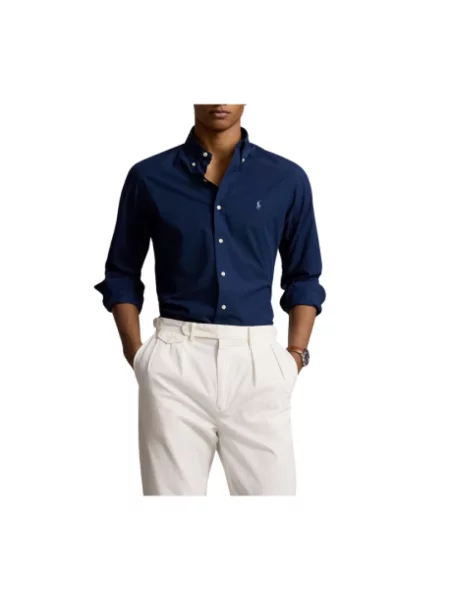 Koszula Polo Ralph Lauren z logo ze stretchu granatowa