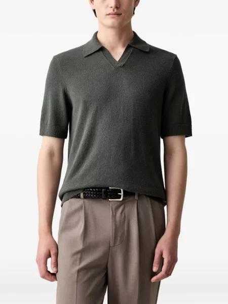 Scurt tricou polo Marc O'polo cu decolteu în V verde