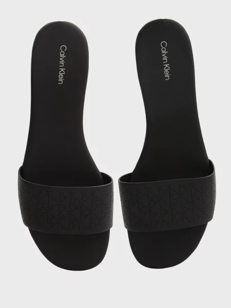 Кожаные шлепанцы Calvin Klein без каблука черные