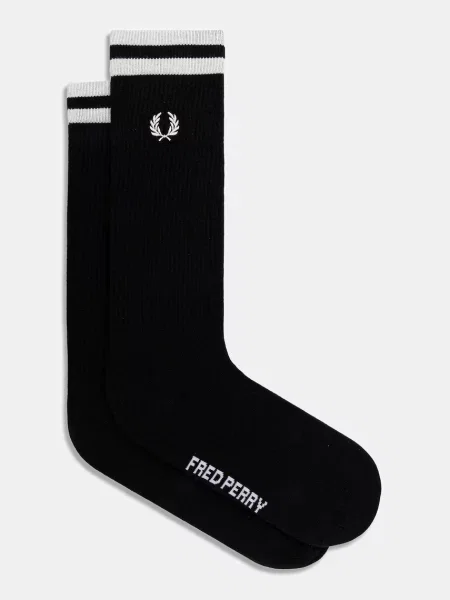 Șosete FRED PERRY Tipped Sports Sock Black/ Snow White alb