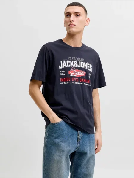 JACK & JONES Tričko tmavomodrá / grenadínová biela
