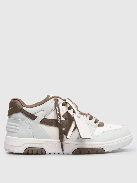 Шкіряні кросівки Out Of Office з контрастною емблемою Off-white блакитні