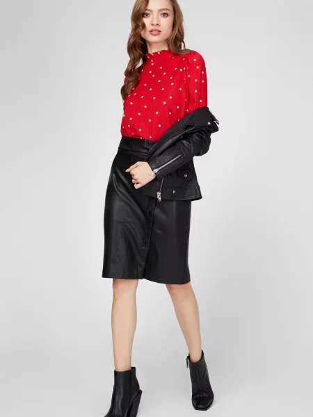 Блуза Naf Naf в горошок червона