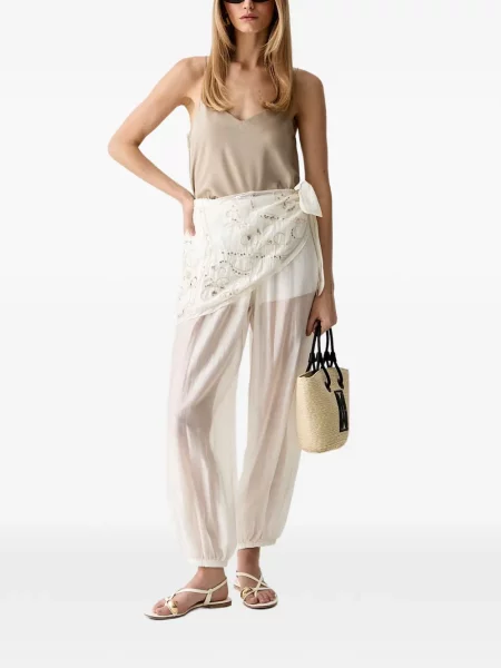 Pantaloni Haveone cu paiete plic alb