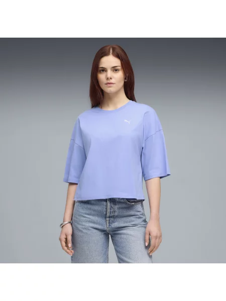 PUMA krótka koszulka oversize WARDROBE ESS Odzież S fioletowy