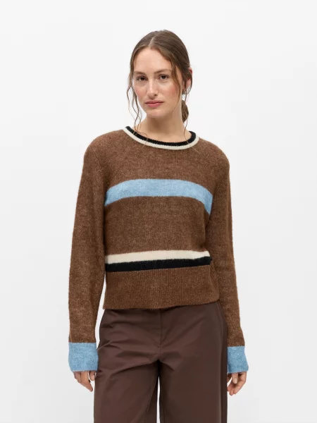 OBJECT Pulover OBJAGGIE crem / albastru deschis / maro caramel negru