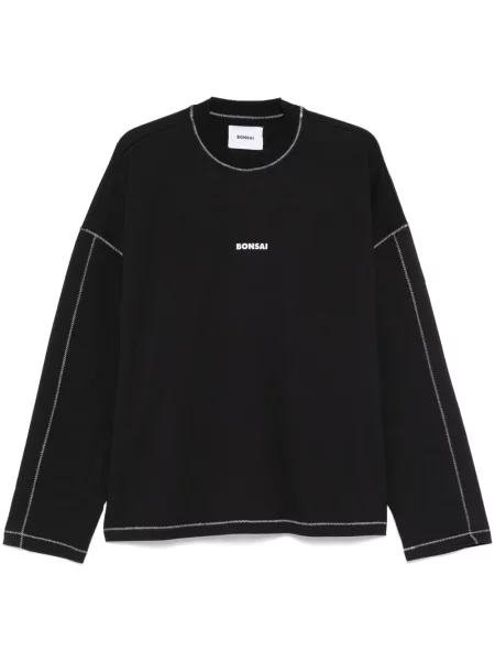 Lung tricou Bonsai cu imagine negru