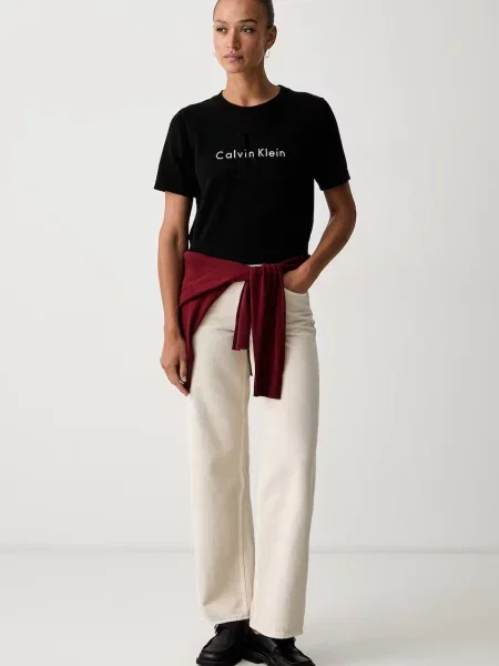 Calvin Klein Jeans Sveter / biela čierna